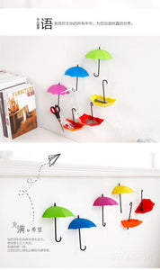 6PCS/Set Colorful Umbrella Shape Wall Hooks Decor