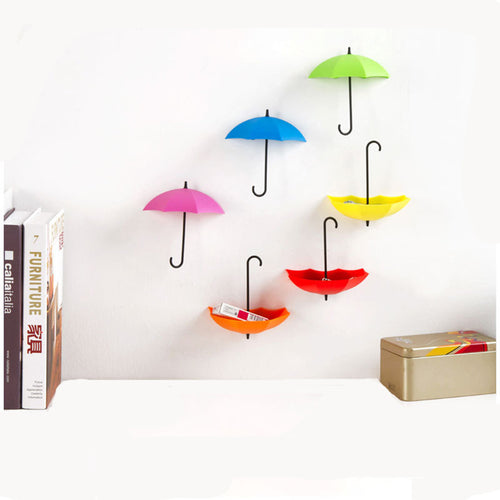 6PCS/Set Colorful Umbrella Shape Wall Hooks Decor