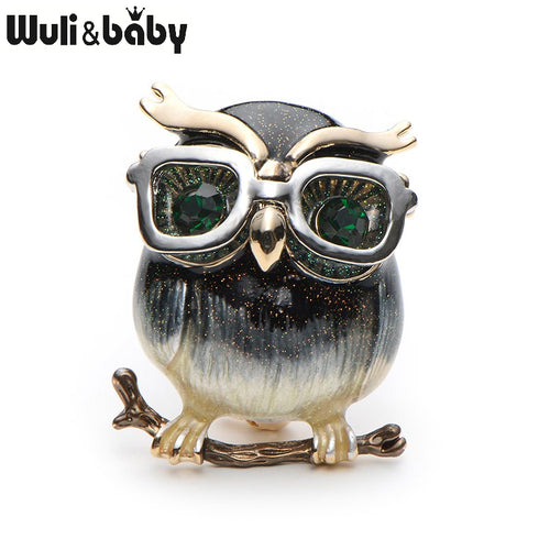 Wuli&Baby Alloy Owl Brooch Pins