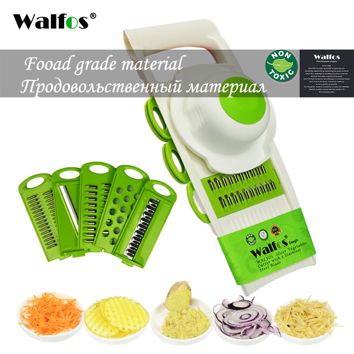WALFOS Mandoline Vegetables Cutter Tools with 5 Blade