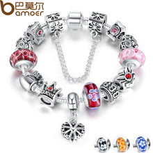 BAMOER Queen Jewelry Silver Charms Bracelet