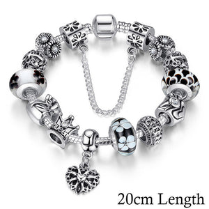 BAMOER Queen Jewelry Silver Charms Bracelet